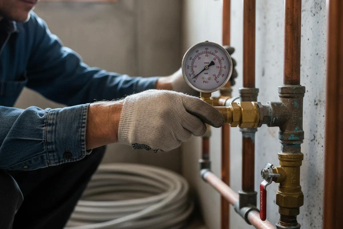 Pressure testing a repaired line during Water Line Repair in Lost Nation